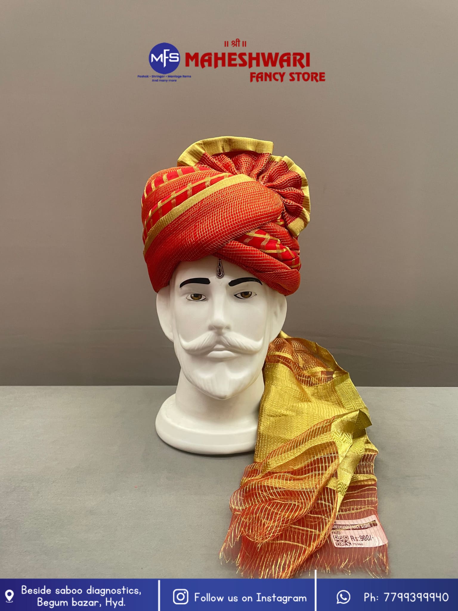 MFS Wedding Essentials - Red and Golden Swagat Pagdi